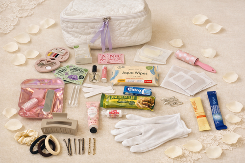 Wedding day emergency kit bride - luxury bridal survival kit in quilted vanity case UK